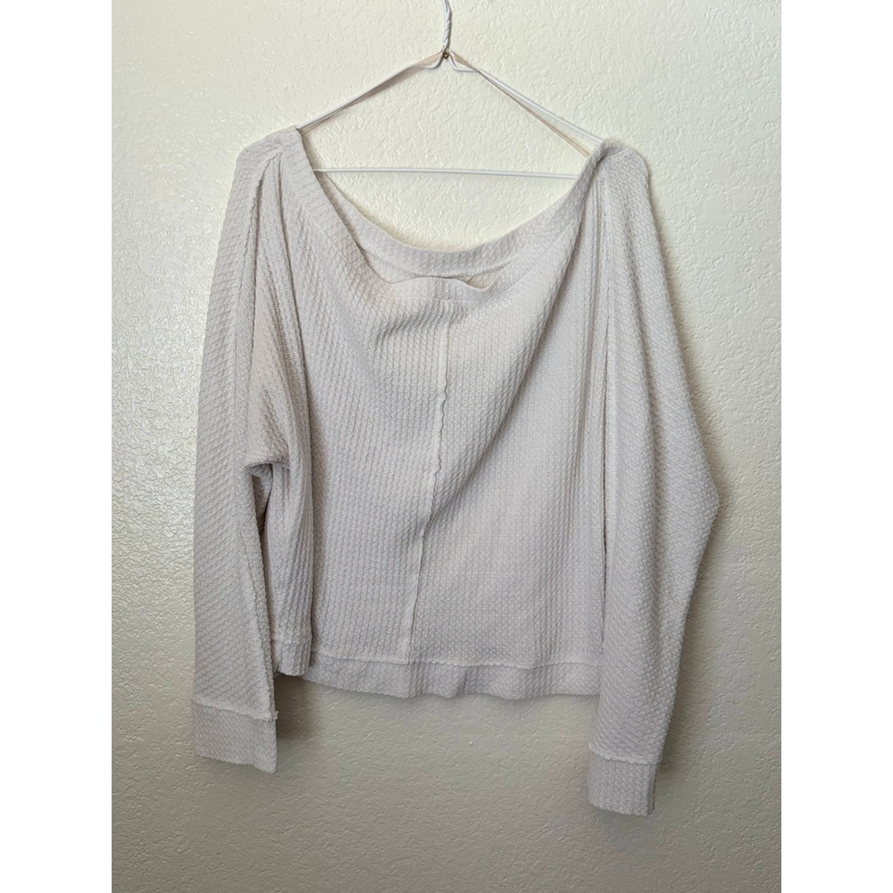 Caslon White Waffle Knit Sweater Pullover Sz L Coastal Oversized‎ Beach Preppy